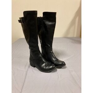 St. John's Bay Duluth Tall Riding Boots Women's Black Leather Side-Zip - 7.5M